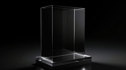 a podium for productpresentation, glass with dark background