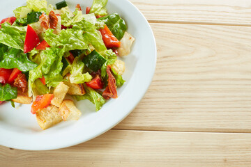 summer diet salad on a white plate