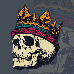 Skull With Crown Vector Art, Illustration, Icon and Graphic