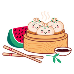 Dim Sum Wassermelone Illustration