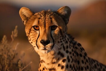 Wild Cheetah in Namibia's African Savannah. Generative AI