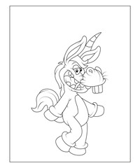 funny unicorn coloring page for kids