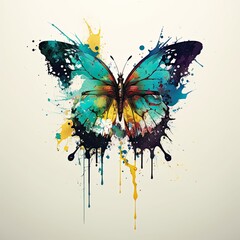 Stunning Artistic Beauty: Abstract Butterfly in a Flourish of Colours. Generative AI