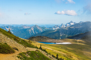 Fototapeta na wymiar Panorama View Hike in Mountain Rainer National Park