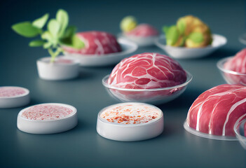 Obraz na płótnie Canvas Artificial Protein Laboratory meat Generative ai