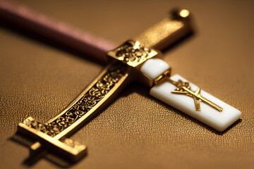 Ivory with Gold decorations of a cross