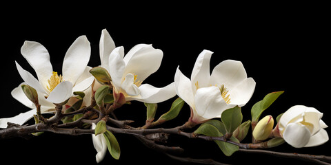 white magnolia branch. Generative AI image.