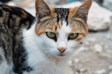 A close up portrait of a spotted cat. Generative AI
