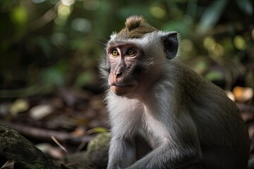 Long tailed macaque monkey. Generative AI