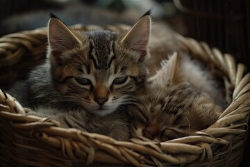 cat in basket, cute. Generative AI