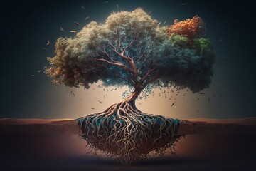 Tree of life with the roots. Generative AI	
