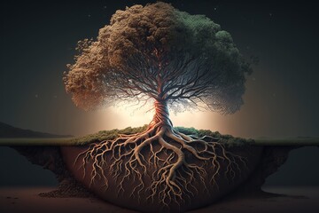 Tree of life with the roots. Generative AI	
