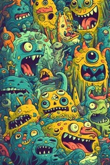 seamless pattern with monsters