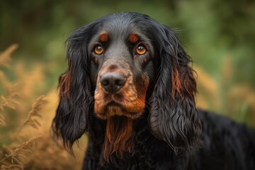 Young Gordon Setter Dog Portrait. Generative AI