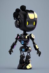 Gaming and digital art creation tiny robot black woman - generative ai