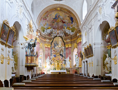 Interior view at the nave of the Minoriten church at Tulln on the river Danube, Austria