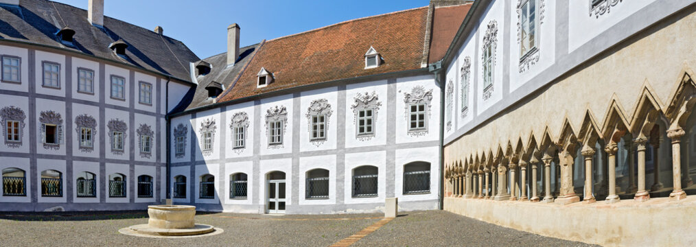 inner yard and cloister of the former Friars Minor Conventual monastery at Krems at the river Danube, Austria