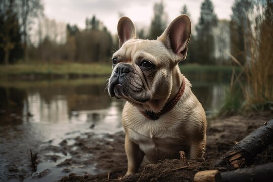 Picture of a French bulldog dog. Generative AI