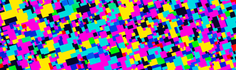 Abstract glitchy 80s vhs tv background with colorful lines and scrambled visuals. Retro technology creates vibrant and modern feel. Vector