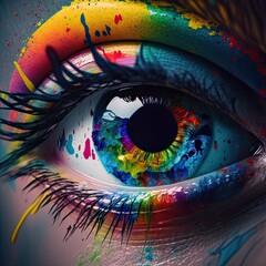 Rainbow Eye close-up, generative ai