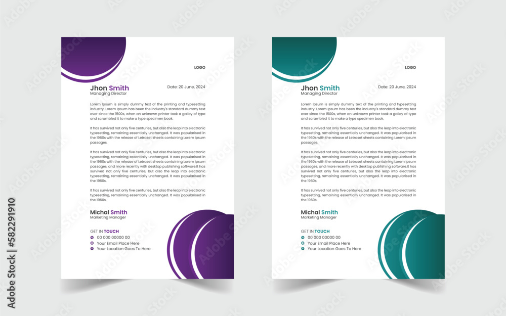 Wall mural the best and most exceptional wonderful letterhead design template. abstract vector layout backgroun