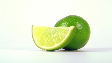 Lime fruit isolated on white background created with generative AI technology