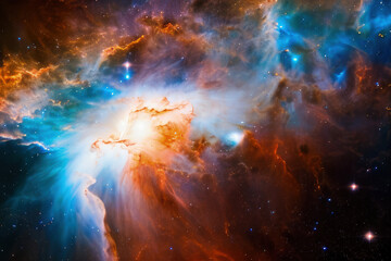 Fototapeta na wymiar orange and blue nebula