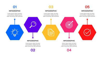 Infographic Design Template. Timeline Infographic Concept with 5 steps. Infographic Concept. Stock Vector.