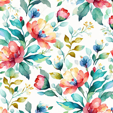 Watercolor Floral Background Illustration Generative AI.