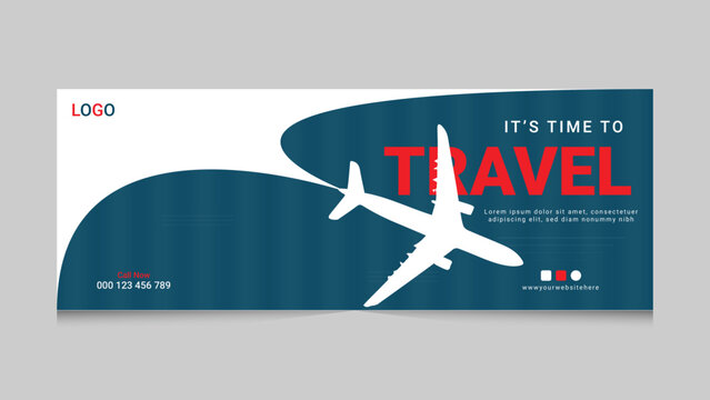 Travel Advertising template banner for social networks, Cover page timeline web ad banner template, shape and text design Template of the white and black banner