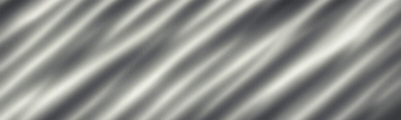 Shiny silver foil backdrop with wrinkled, crumpled texture. Luxurious metallic material creates wealth of reflections and glossy shine. Vector