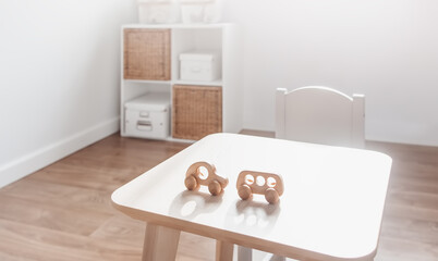 White childroom in pastel colors in scandinavian minimalist style.