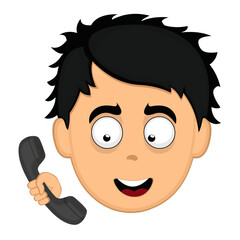 vector illustration face of a cartoon man talking on the phone