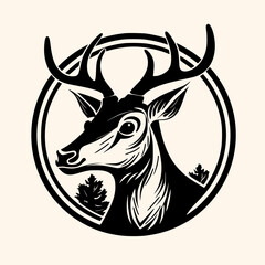 Deer vector for logo or icon, drawing Elegant minimalist style,abstract style Illustration