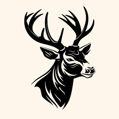 Deer vector for logo or icon, drawing Elegant minimalist style,abstract style Illustration