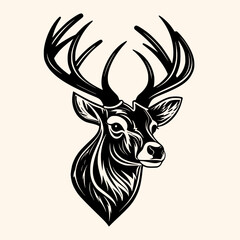 Deer vector for logo or icon, drawing Elegant minimalist style,abstract style Illustration