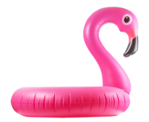 Flamingo icon. Pink pool inflatable flamingo for summer beach is