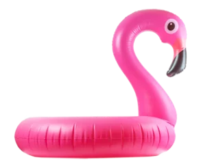 Fotobehang Flamingo icon. Pink pool inflatable flamingo for summer beach is © Maksym