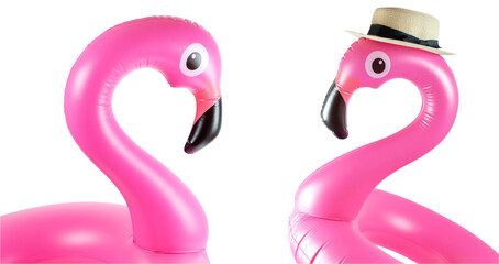 Flamingo icon. Pink pool inflatable flamingo for summer beach is