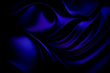 Dark Blue Silk Satin background. Soft wavy folds. Shiny silky fabric. Dark teal color elegant background for designer. Curtain. Drapery. anniversary, celebrate