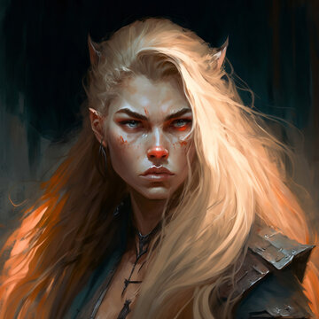 Ilustraci&oacute;n generada con AI estilo acuarela de una mujer guerrera medieval mirando al frente con mirada intimidante