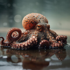 Octopus out of Water-Close Up-Generative AI