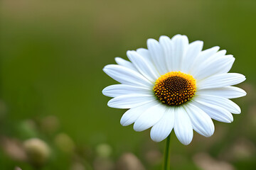 Single white daisy (leucanthemum vulgare). Generative-AI