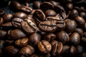Naklejka premium background of close up coffee beans. Generative AI