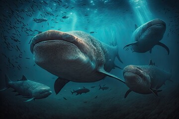 Megamouth Shark Fish Underwater Lush Nature by Generative AI