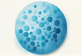 Watercolor Illustration of a Round Spot Element Blue. Texture. Generative AI