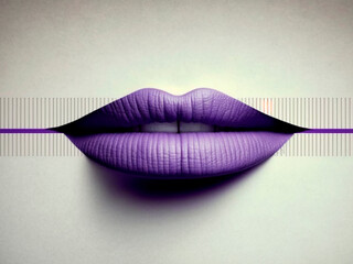 illustration of purple lips AI generative