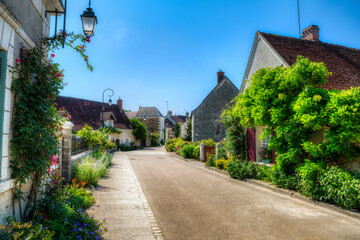 Street in the Beautiful Village of Chedigny in the Loire Valley, France