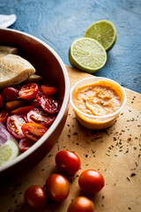 Chipotle sauce with tomatoes around