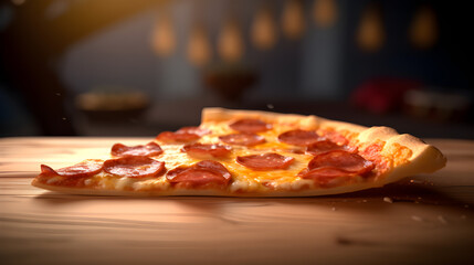 pizza on a wooden table